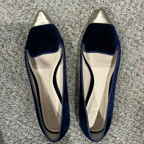 Anthropologie Guilhermina Velvet Silver toe flats. Sz 8 - Picture 2 of 7